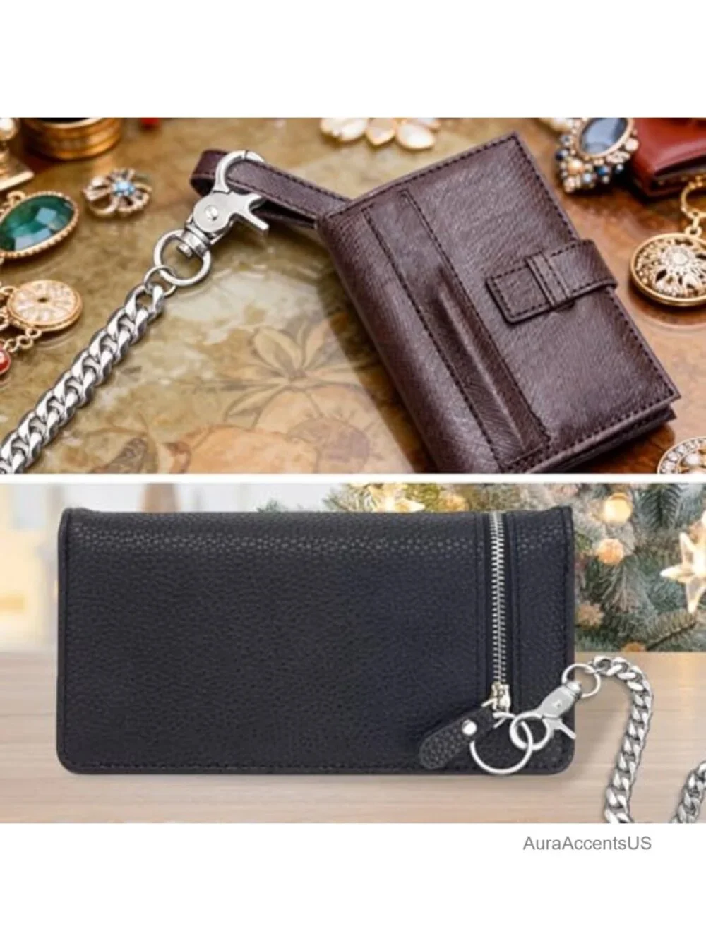 Silver Waist Chain Wallet Keychain Belt Metal Jean Pants Chain with Secure